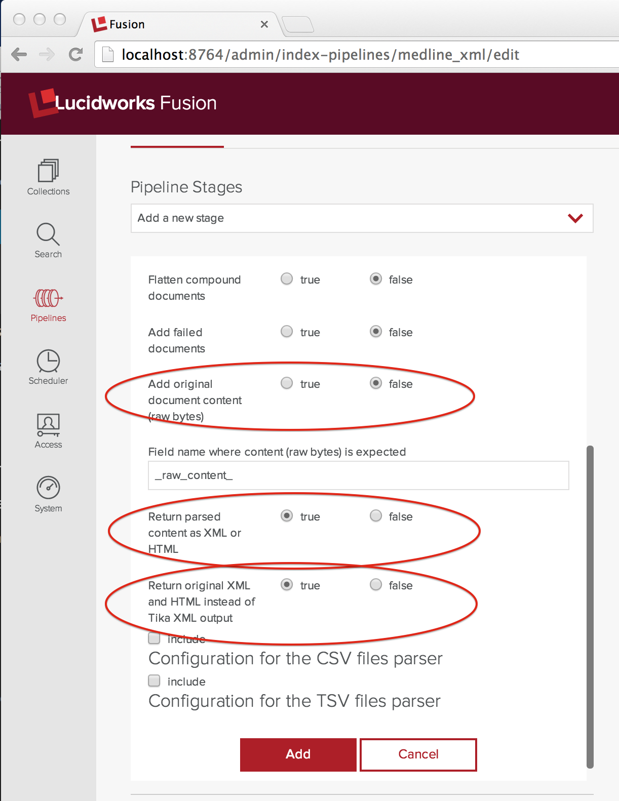 screenshot Tika Parser Stage config