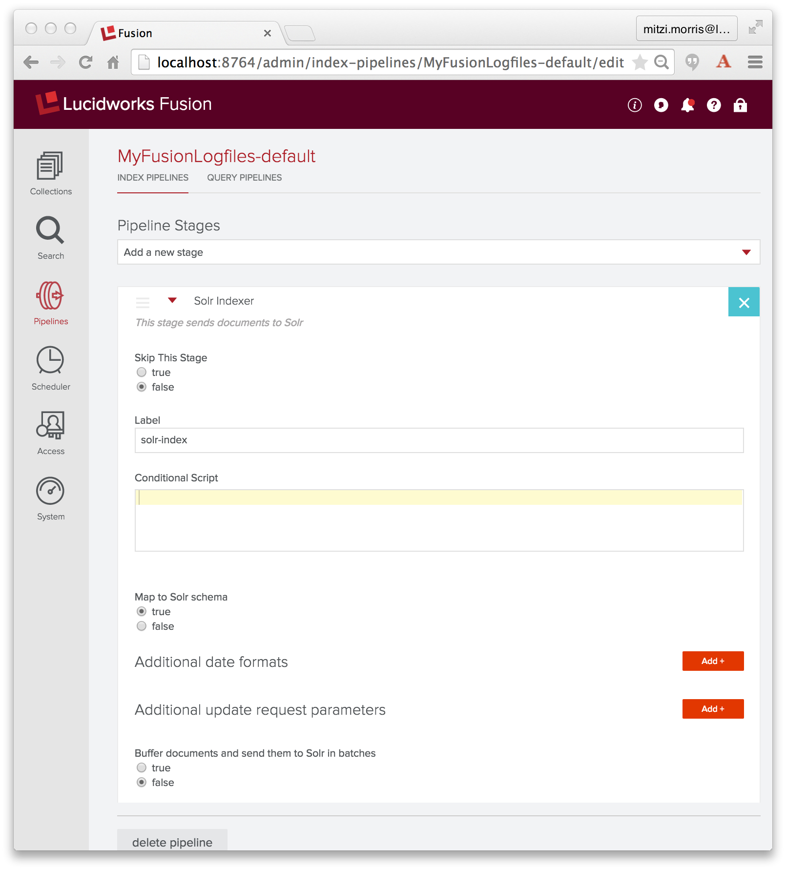 default index pipeline