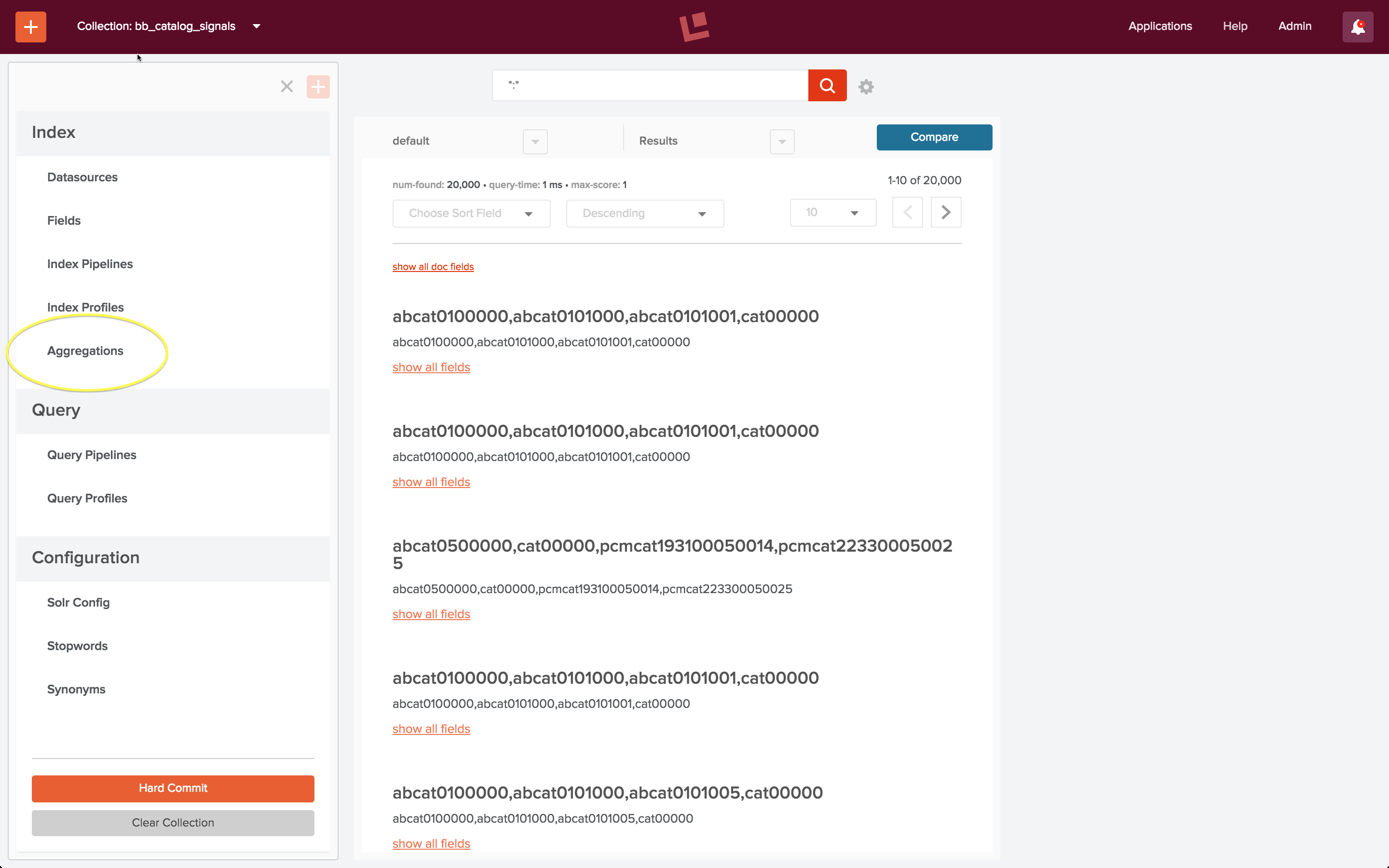 aggregations control