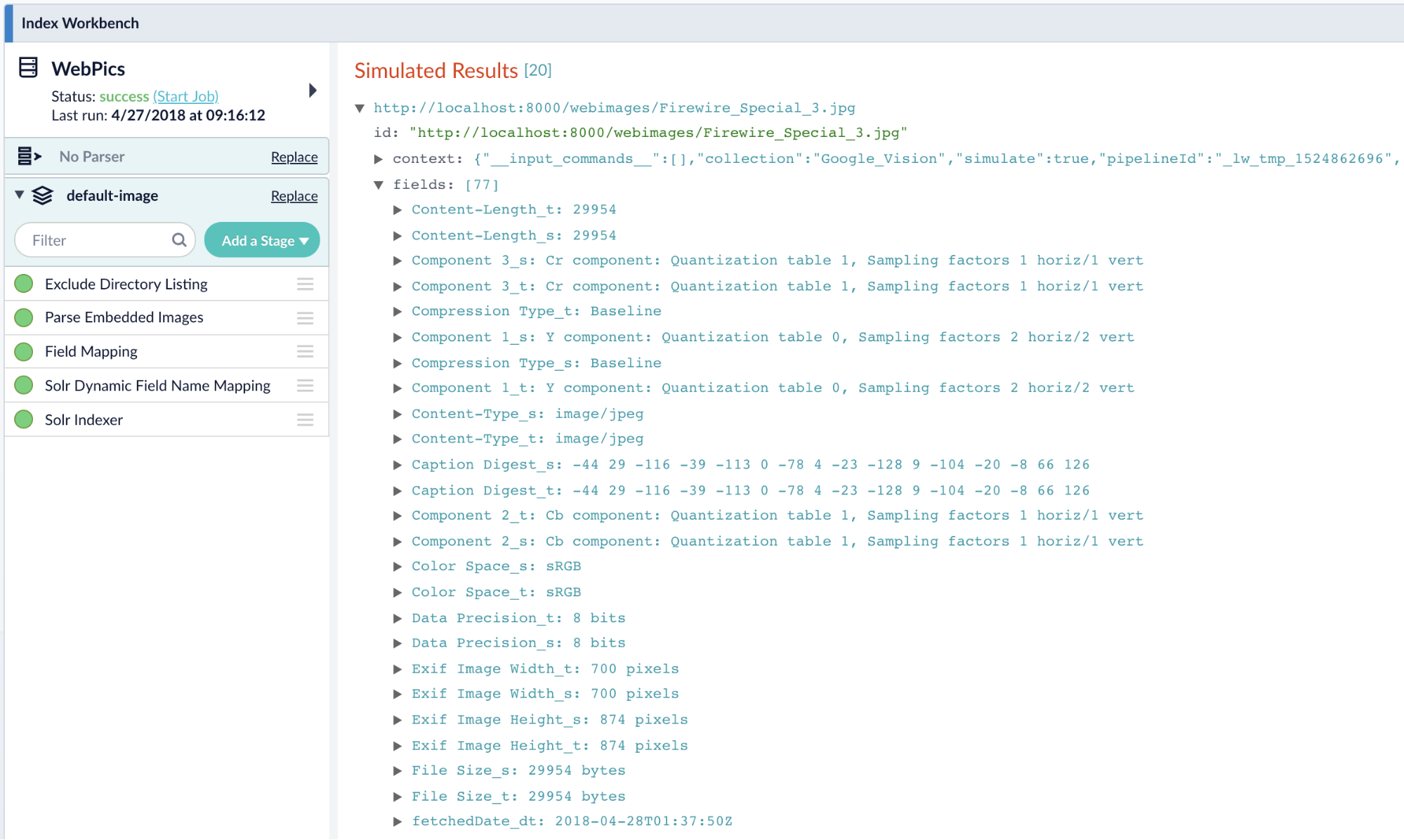 Default Image Parsing Results