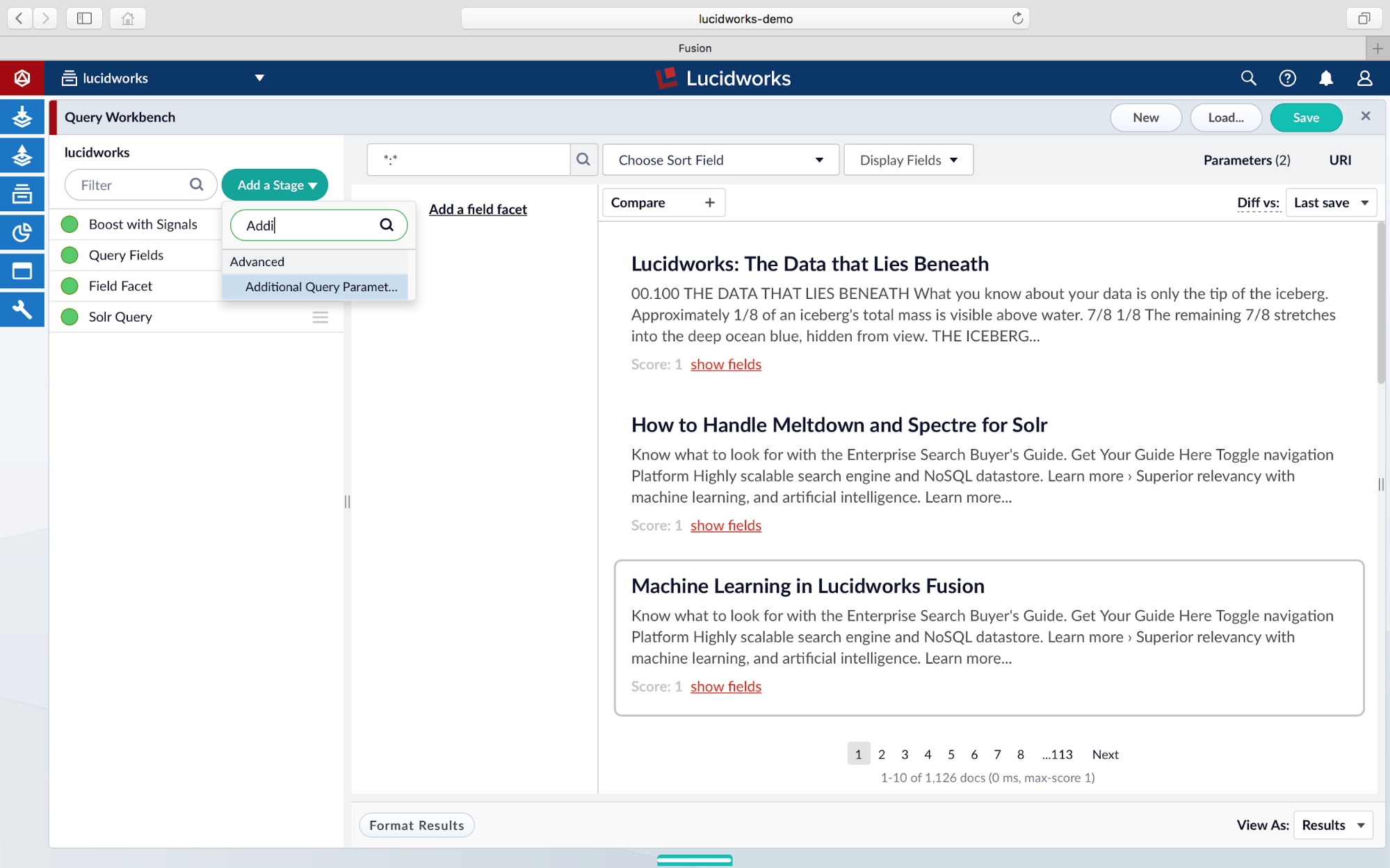 additional query parameters in Lucidworks Fusion