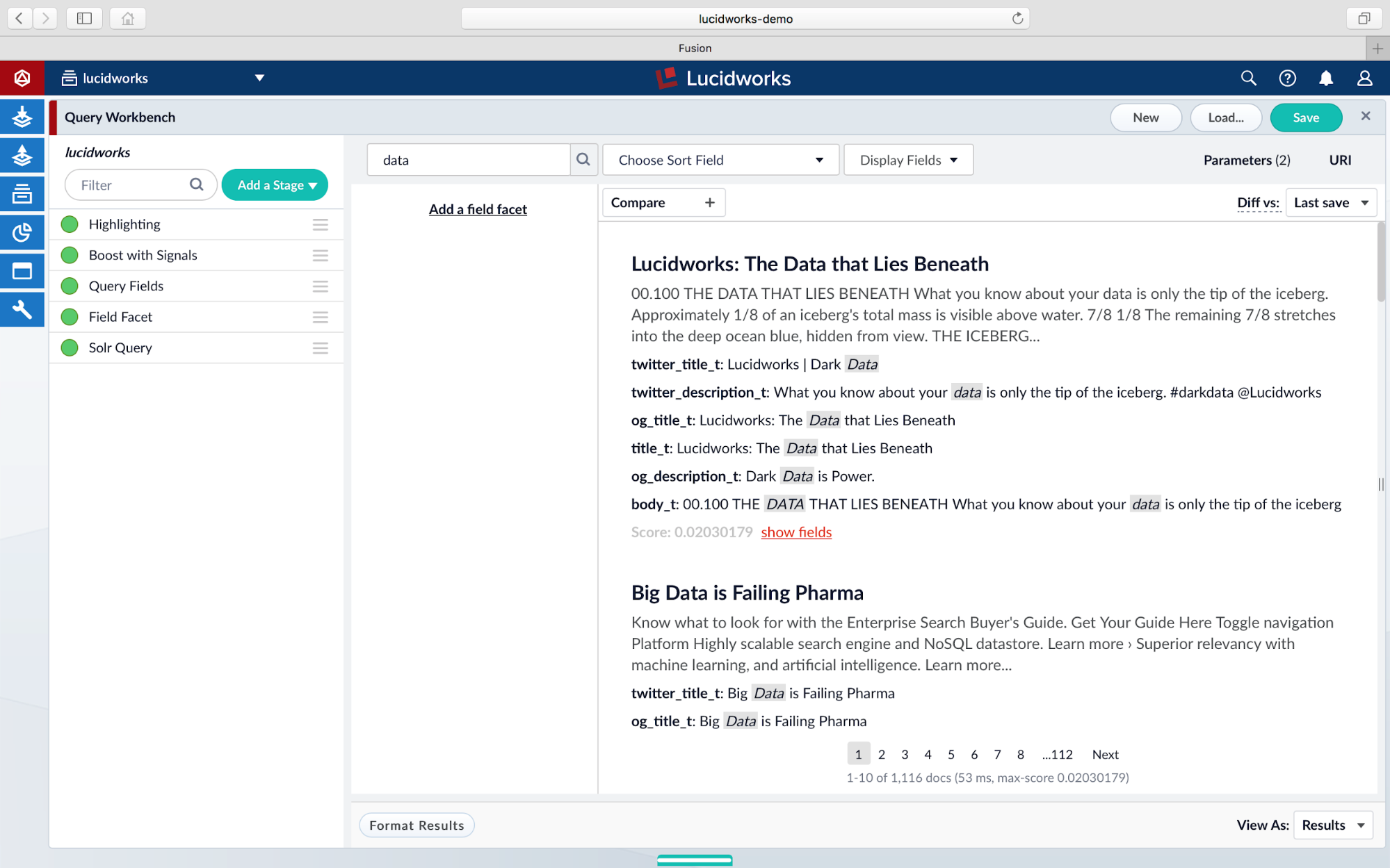 query field search data Lucidworks Fusion