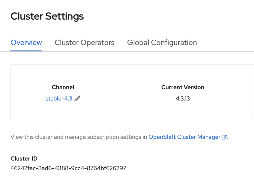 Take note of your OpenShift cluster ID