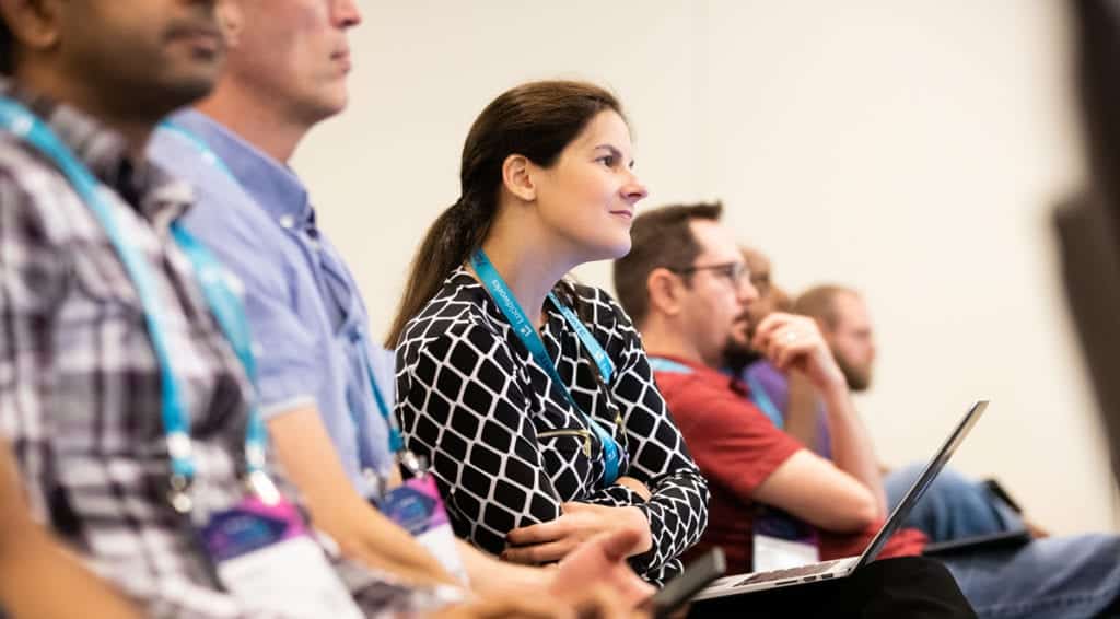 Audience listening to a talk at Activate 19. 