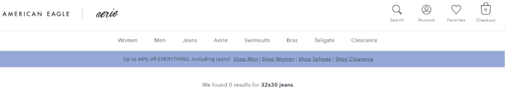 American Eagle search results. 