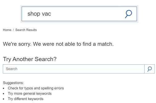 Site Search shop vac