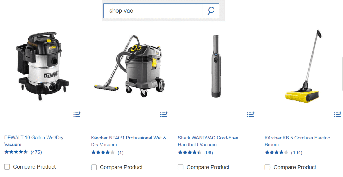 product search showing 4 results of shop vac