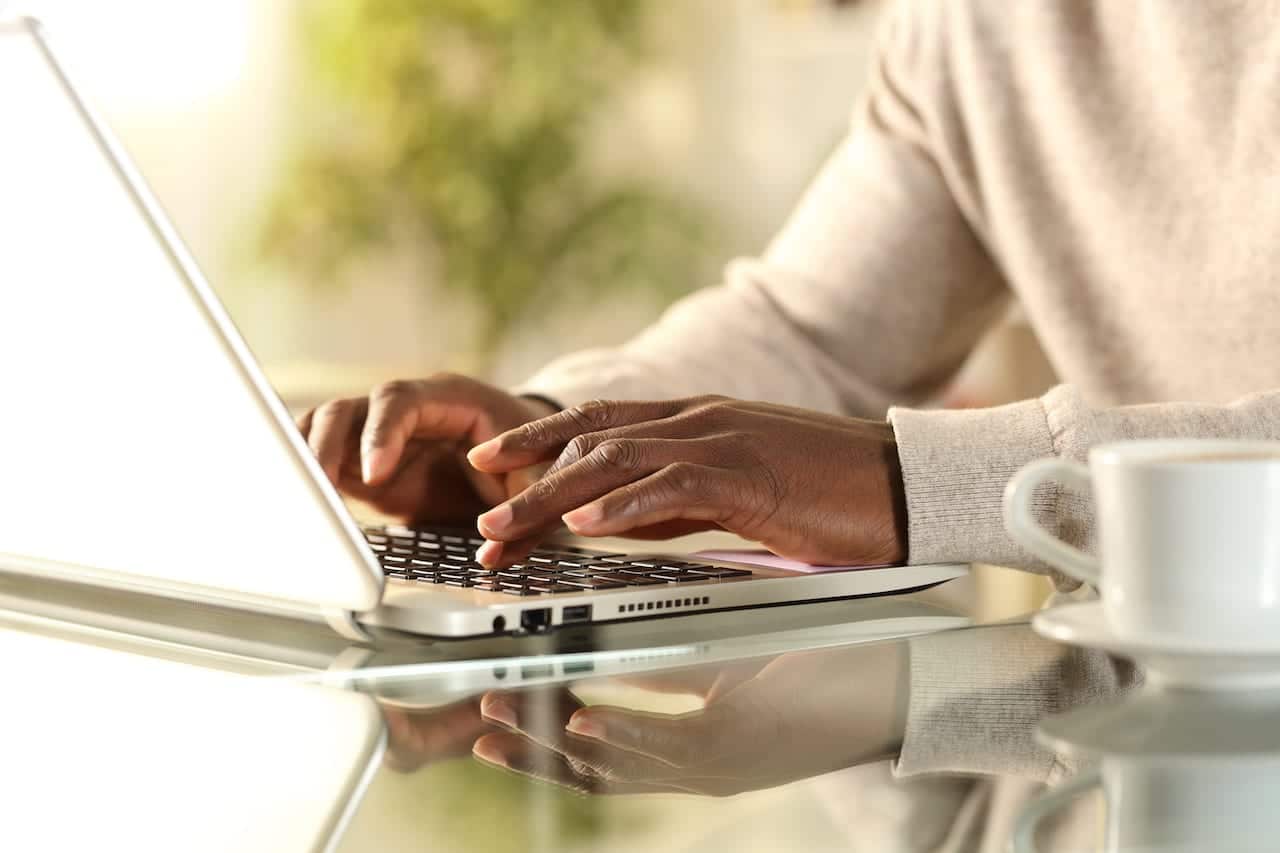 Man using laptop.